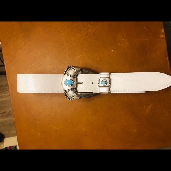 IRO White Belt with Silver and Turquoise Accents